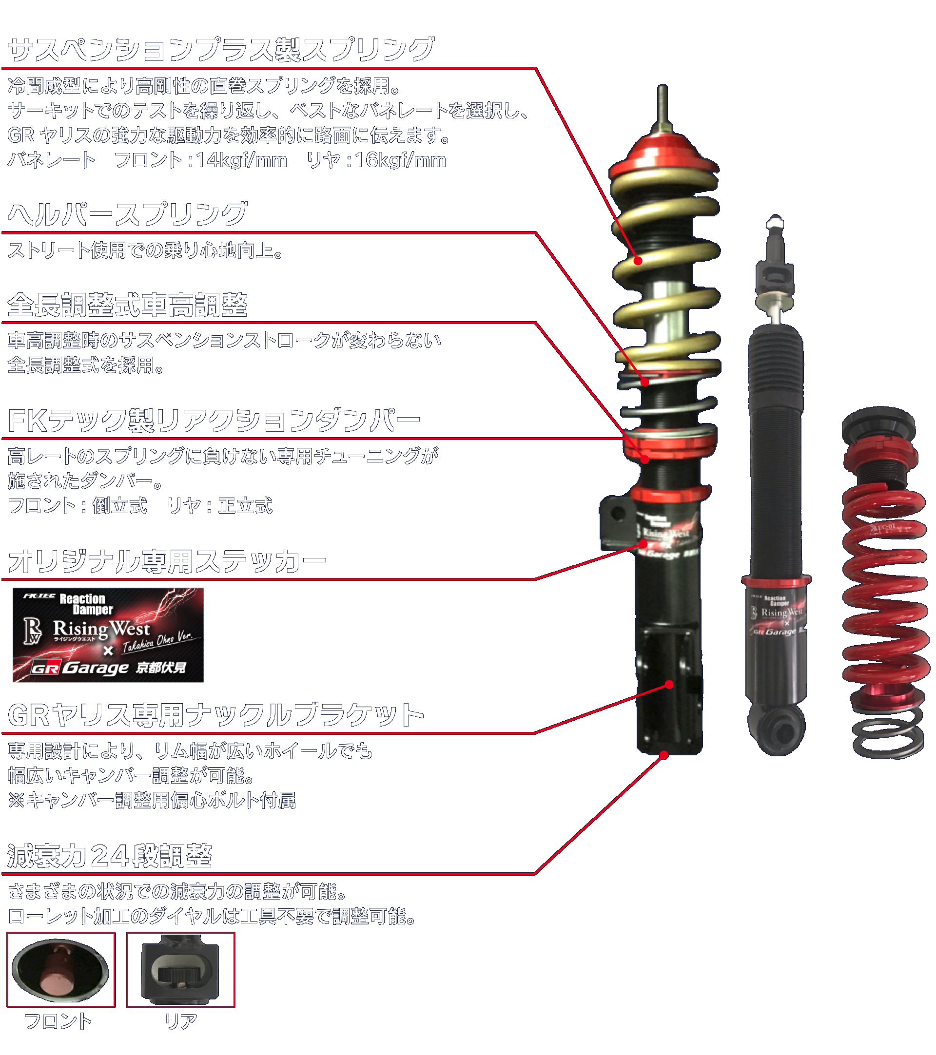 はなはなGRヤリス RZハイパフォーマンス 後期　前後サスとショックセット はなはなGRヤリス RZハイパフォーマンス 後期 前後サスとショック